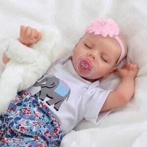 🆕17Inch Soft Cloth Body Newborn Baby Poseable Limbs White Cute Girl Baby